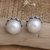 Cultured pearl button earrings, 'Grey Pearl Treasure' - Geometric Sterling Silver Button Earrings with Grey Pearls