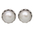 Cultured pearl button earrings, 'Grey Pearl Treasure' - Geometric Sterling Silver Button Earrings with Grey Pearls