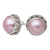 Aretes de perlas cultivadas - Pendientes Botón Geométricos en Plata de Ley con Perlas Rosas