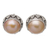 Cultured pearl button earrings, 'Golden Pearl Treasure' - Geometric Sterling Silver Button Earrings with Golden Pearls