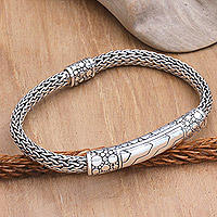 Sterling silver pendant bracelet, 'Path to Denpasar' - Polished Sterling Silver Pendant Bracelet from Bali