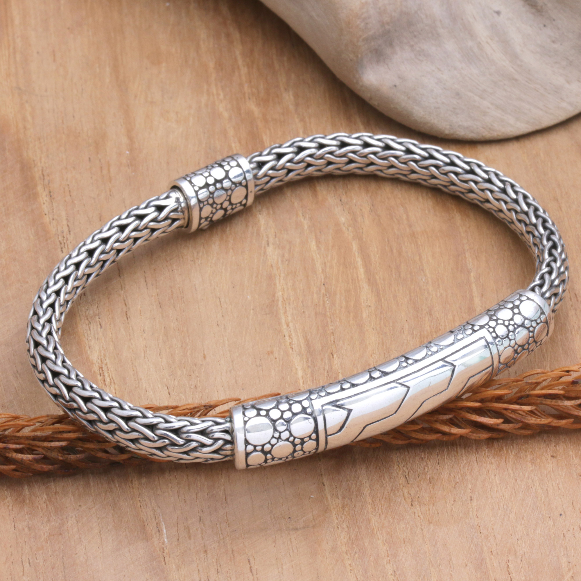 Sterling Silver Cuff Bracelet from Thailand - Meandering River | NOVICA