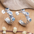 Blue topaz half-hoop earrings, 'Sea Trinity' - Traditional Half-Hoop Earrings with 3-Carat Blue Topaz Gems thumbail