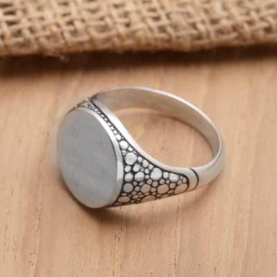 Sterling silver signet ring, 'Marine Signal' - Bubble-Themed Sterling Silver Signet Ring Crafted in Bali