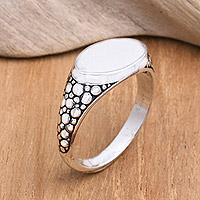 Gewölbter Ring aus Sterlingsilber, „Fine Ocean“ – Gewölbter Ring aus Sterlingsilber mit Blasenmotiv aus Bali