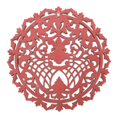 Wood relief panel, 'Royal Symbol' - Hand Carved Traditional Balinese Suar Wood Relief Panel