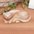 Wood sculpture, 'Lazy Feline' - Hand-Carved Cat Jempinis Wood Sculpture in Natural Brown thumbail