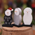 Wood statuettes, 'Snowy Friendship' (set of 3) - Set of 3 Handcrafted Snowman Statuettes from Bali