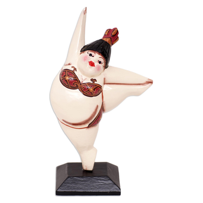 Wood statuette, 'Freedom Dance' - Handcrafted Albesia Wood Statuette of Dancing Woman