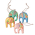 Wood ornaments, 'Sweet Trunks' (set of 4) - Handcrafted Multicolor Elephant Wood Ornaments (Set of 4) (image 2c) thumbail
