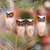 Holzornamente, (4er-Set) - Set aus 4 handgeschnitzten, bemalten Eulen-Ornamenten aus Jempinis-Holz