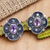 Amethyst button earrings, 'Purple in the Night' - One-Carat Amethyst Button Earrings Made from Sterling Silver