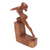 Wood sculpture, 'Free Beauty' - Hand-Carved Brown Suar Wood Sculpture of Flexing Woman