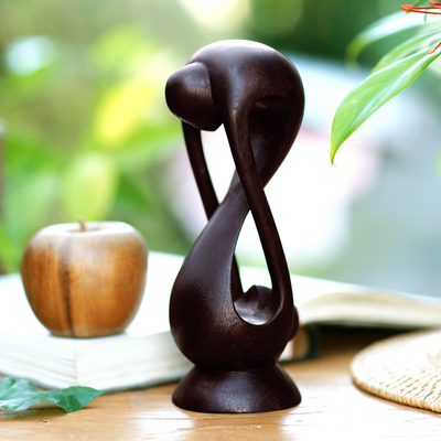 Wood sculpture, 'My Eternal Lover' - Hand-Carved Romantic Suar Wood Sculpture from Bali