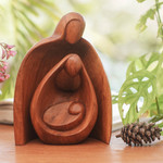 Wood sculpture, 'Family Hug' - Hand-Carved Suar Wood Family Sculpture from Bali