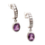 Amethyst half-hoop earrings, 'Purple Cuddle' - Sterling Silver Half-Hoop Earrings with Amethyst Gems