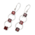 Garnet dangle earrings, 'Modern Passion' - Modern Sterling Silver Dangle Earrings with Natural Garnet