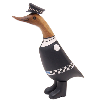 Wood sculpture, 'Gendarme Duck' - Handcrafted Wood Sculpture of Gendarme Duck
