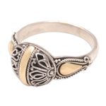 Gold-accented cocktail ring, 'Floral Dame' - 18k Gold-Accented Cocktail Ring with Floral Motifs