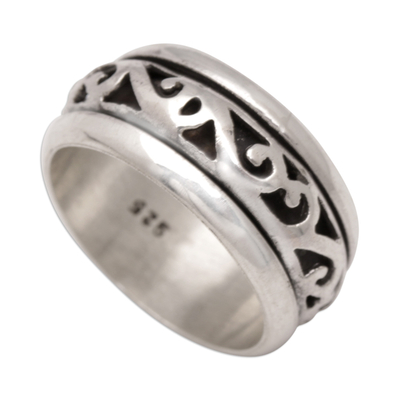Sterling silver meditation ring, 'Spinning Waves' - Sterling Silver Meditation Ring with Sinuous Details