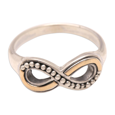 Gold-accented band ring, 'Infinite Modernity' - 18k Gold-Accented Sterling Silver Infinity Band Ring