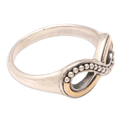Gold-accented band ring, 'Infinite Modernity' - 18k Gold-Accented Sterling Silver Infinity Band Ring