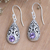 Amethyst dangle earrings, 'Tears of Wisdom' - Balinese Sterling Silver Dangle Earrings with Amethyst Gems (image 2) thumbail