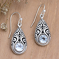 Blue topaz dangle earrings, 'Tears of Truth' - Sterling Silver Dangle Earrings with Blue Topaz Stones