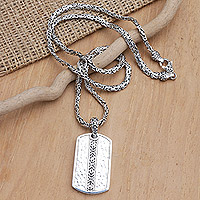 Men's sterling silver pendant necklace, 'Future Man' - Men's Sterling Silver Necklace with Geometric Pendant