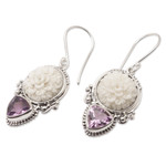 Amethyst dangle earrings, 'Purple Tamiang' - Sterling Silver Dangle Earrings with Faceted Amethyst Stones