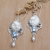 Blue topaz and cultured pearl dangle earrings, 'Loyalty Owl' - Owl Dangle Earrings with Cultured Pearls and Blue Topaz Gems (image 2) thumbail