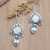 Blue topaz dangle earrings, 'Tender Beauty' - Floral Dangle Earrings with 13-Carat Blue Topaz Stones (image 2) thumbail