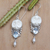 Blue topaz and cultured pearl dangle earrings, 'Sage's Loyalty' - Owl Dangle Earrings with Pearls and 3-Carat Blue Topaz Gems (image 2) thumbail