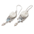 Pendientes colgantes de topacio azul y perlas cultivadas - Aretes colgantes de búho con perlas y gemas de topacio azul de 3 quilates