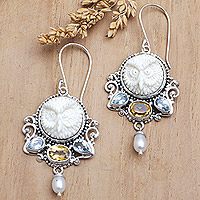 Multi-gemstone chandelier earrings, 'Sage's Joy'