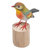 Holzstatuette - Handgeschnitzte und handbemalte Vogelstatuette aus Teakholz und Suar-Holz