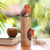 Escultura de madera - Escultura de pájaro de madera de teca y suar tallada y pintada a mano