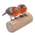 Wood statuette, 'Robin's Best Friend' - Teak & Suar Wood Bird Statuette Carved and Painted by Hand