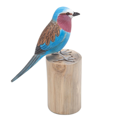 Hand-Carved and Hand-Painted Teak & Suar Wood Bird Statuette