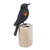 Wood statuette, 'The Red-Winged Blackbird' - Hand-Carved and Hand-Painted Teak & Suar Wood Bird Statuette