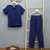 Batik pajama set, 'Blue Orchid' - Navy and Amethyst Rayon Batik Pajama Set from Indonesia (image 2d) thumbail
