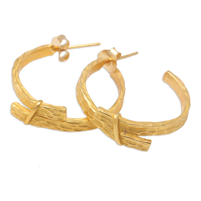 18k Gold-Plated Modern Half-Hoop Earrings Crafted in Bali