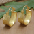 Gold-plated hoop earrings, 'Jump Through The Ring' - Balinese 18k Gold-Plated Modern Hoop Earrings