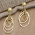 Gold-plated dangle earrings, 'Timeless Circles' - Balinese 18k Gold-Plated Modern Dangle Earrings with Circles