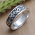 Sterling silver band ring, 'Monstera Caresses' - Sterling Silver Monstera Leaf Band Ring from Bali (image 2b) thumbail