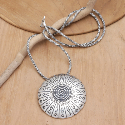 Men's Sterling Silver Pendant Necklace with Cultural Motifs - Leader Amulet