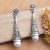 Pendientes colgantes de perlas cultivadas - Pendientes colgantes florales de plata de ley con perlas grises