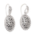 Sterling silver dangle earrings, 'Blooming Shell' - Sterling Silver Oval Dangle Earrings with Floral Motifs thumbail