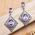 Amethyst dangle earrings, 'Purple Nobility' - Faceted Two-Carat Amethyst Dangle Earrings Diamond-Shaped