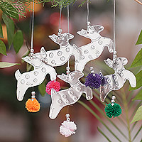 Aluminum ornaments, 'Radiant Reindeer' (set of 5) - Set of 5 Handcrafted Aluminum Reindeer Ornaments from Bali